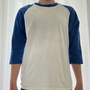 Gildan Blue and White Raglan Tee